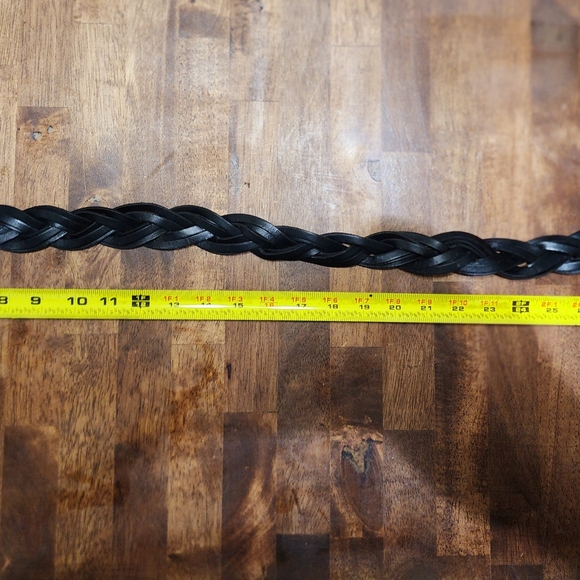 Ralph Lauren Black Braided Leather Belt with Silver Buckle Accents - Picture 2 of 6